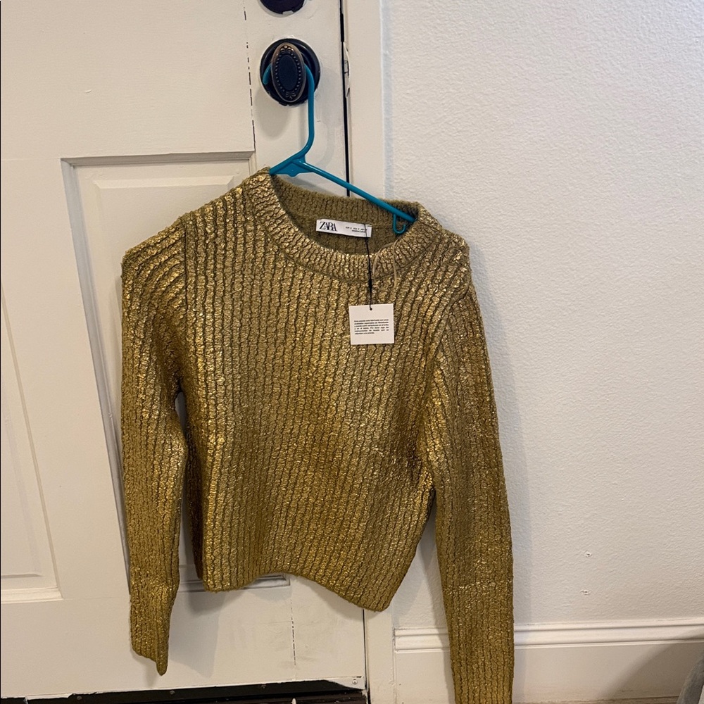 Zara Metallic Gold Women's Sweater